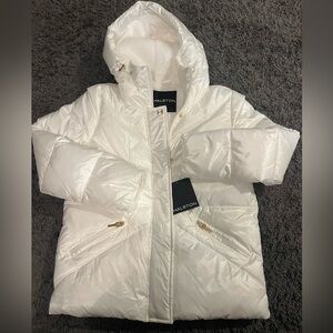 Halston Ivory Pearl Puffer Coat